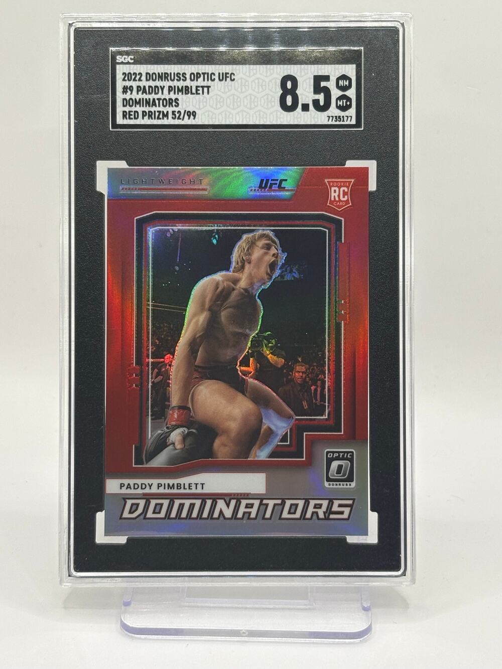 2022 Panini Optic Paddy Pimblett Rookie Dominators Red Refractor 52/99 SP RC